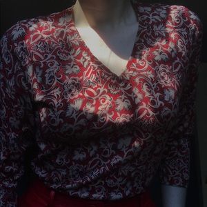 VTG Harold’s Red Floral Quarter Sleeve Shirt